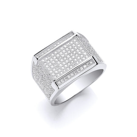 Sterling Silver Gents Cubic Zirconia Ring