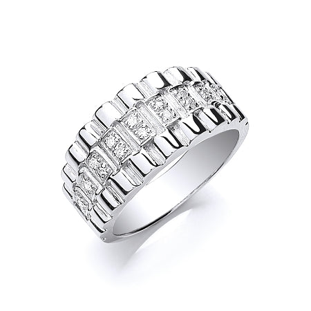 Sterling Silver Gents Cubic Zirconia Ring