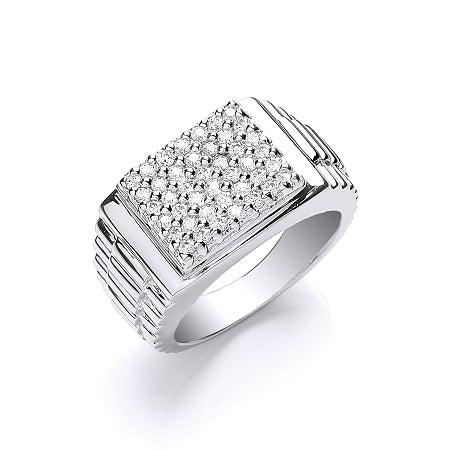 Sterling Silver Gents Cubic Zirconia Ring