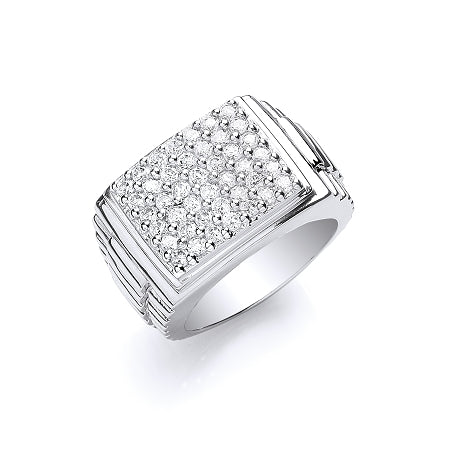 Sterling Silver Gents Cubic Zirconia Ring