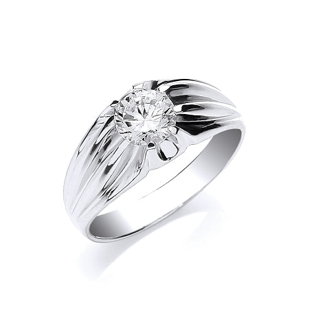 Sterling Silver Gents Cubic Zirconia Ring