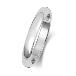  9ct White Gold 3MM D-Shape Wedding Band