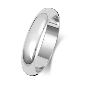  9ct White Gold 4MM D-Shape Wedding Band