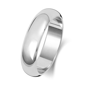  9ct White Gold 5MM Classic D-Shape Wedding Band