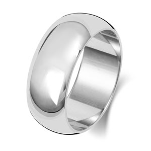  9ct White Gold 8MM D-Shape Wedding Band